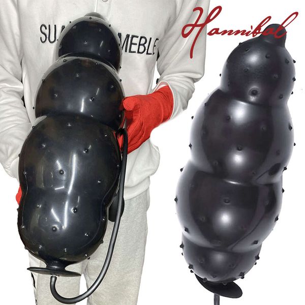 Juguete sexual masajeador Hannibal, consolador inflable con tapón Anal, Bola de masaje de próstata, juguete de Vagina con cuentas de trasero enorme