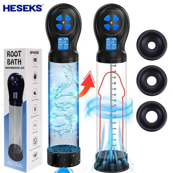 Juguete sexual masajeador HESEKS, bomba de pene masculina, agua al vacío para hombres, extensor automático, potenciador, masturbador, entrenador de pene, juguetes para adultos