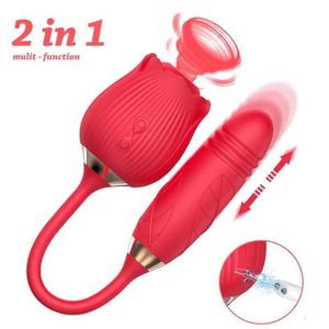 Seksspeeltje Massager Hot 2 in 1 Zuigen Vibrator Speelgoed voor Vrouwen Dildo Telescopische Vagina Massage Clit Vrouwelijke Orgasme seksspeeltje Product