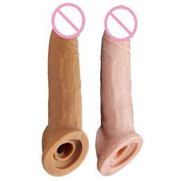 Sekspeelgoed Massager Verlengte 21 cm dildo extender herbruikbare vergroting penis mouw mannelijke verlenging tijd voor mannen ringen