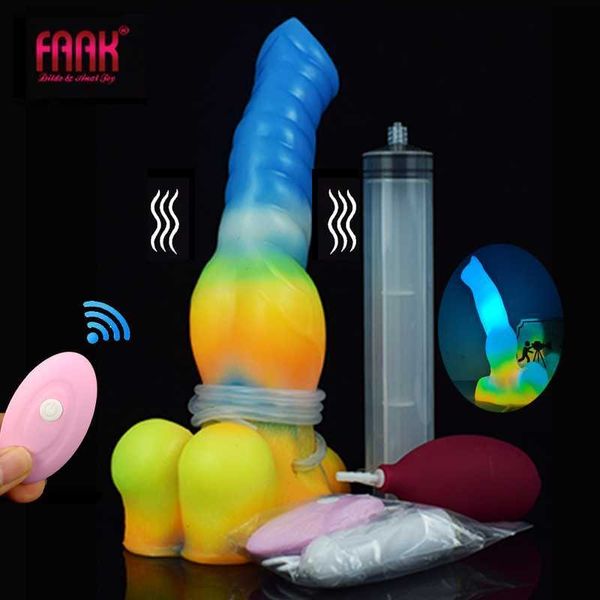 Juguete sexual masajeador nudo luminoso consolador vibrador Control remoto eyaculación pene grande juguetes de fantasía Squirt Anal Plug