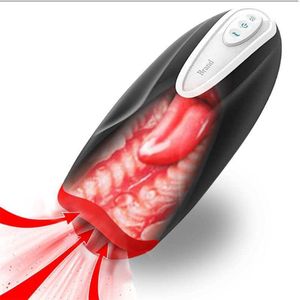 Máquinas masajeadoras de juguetes sexuales para hombres, masturbadores, sensación de mamada, calefacción, vibración, lengua de succión erótica para adultos