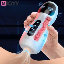 Jouet sexuel masseur mâle masturbateur tasse réaliste langue et bouche vagin Machines de pipe jouet pour hommes poche Stroker vibrant