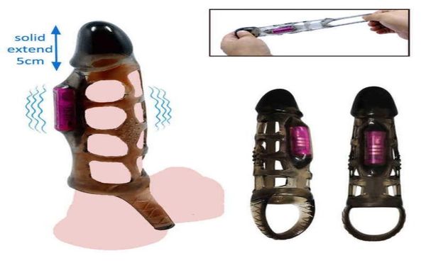 Masajeador de juguete sexual Pene macho Vibrante anillo de vibración Manga de extensor de pene para los hombres Eyaculación G Spot Spot Stimulator Ass Vibrato4960017