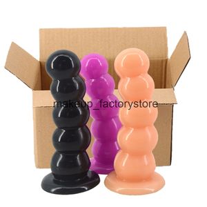 Sex Toy Massager Masaje 5 colores Consolador grande Granos de succión fuertes Caja anal Empaquetado Butt Plug Ball Juguetes sexuales para mujeres Hombres Tienda de productos para adultos K7FH