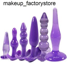 Jouet sexuel masseur Massage 6 pièces Silicone Plug Anal perles jouets de gelée sensation de peau gode sexe adulte pour hommes produits de fesses femmes