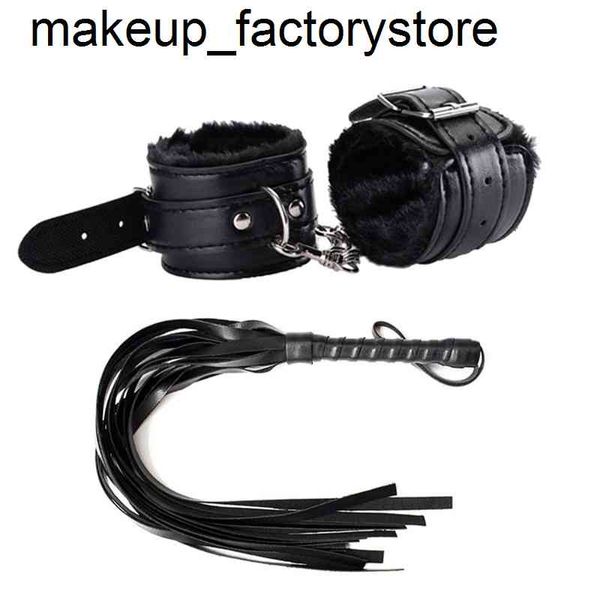 Sex Toy Massager Masaje Accesorios exóticos Puños de mano de felpa de cuero PU ajustables Esposas de tobillo Restricciones de látigo Juegos de bondage BDSM Juguetes sexuales para parejas TH6C