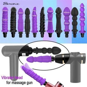 Seksspeeltje Massager Massage Gun Heads Trillingen Penis Volwassen Speelgoed Siliconen Hoofd Trillen voor Fascia Percussie Vibrators Vrouwelijke Man