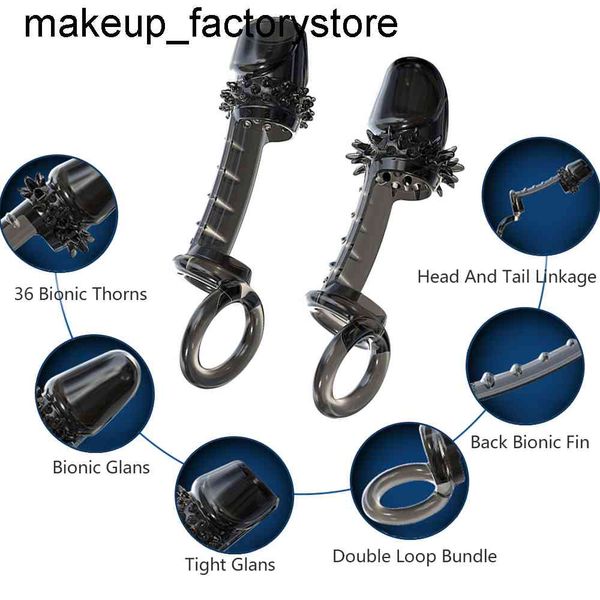 Sex Toy Massager Masaje Anillo extensor de manga de pene masculino Reutilizable con púas suaves para agrandar Cock Chastity Cage Juguetes sexuales Hombres YCN7