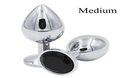 Sex toy masseur taille moyenne 80x33mm luxe argent fileté métal Butt Plug Anal Insert Sexy bouchon Anal Sex Toys Audlt Products1506165