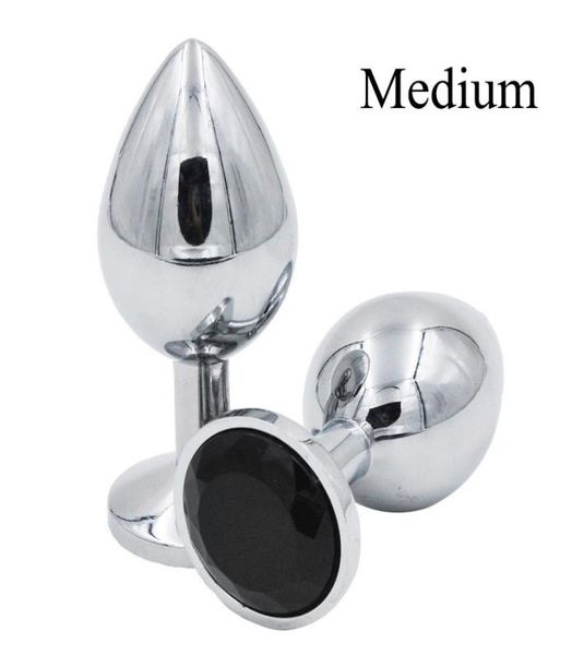 Masajeador de juguete sexual Tamaño mediano 80x33mm Luxury Silver Metal Butt Cohrete anal