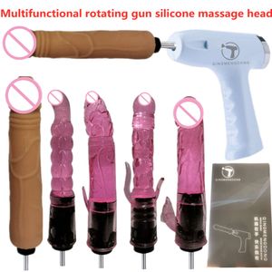 Sex Toy Massager Multifunctionele roterende pistoolmassage Fascia Seks volwassen producten Siliconenkop