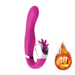ss22 Sex toy masseur Nouveau Double Stimulateur Chauffage Vibrateur Multi-vitesse G-Spot Vibrateur Vibrant Clitoris Masseur Langue Léchant Sex Toys pour Femmes 2THG