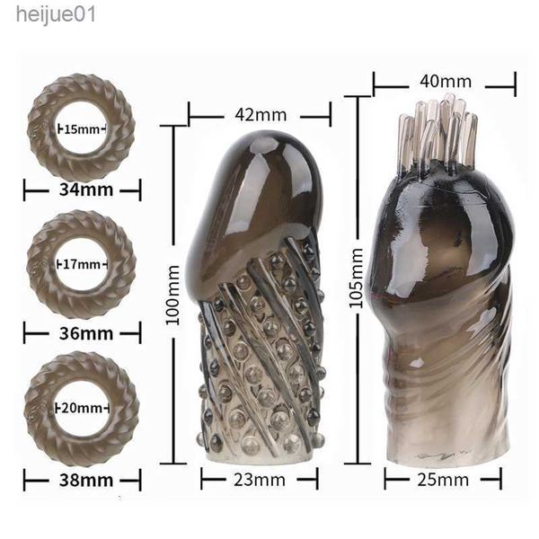 Masseur de jouets sexuels OLO 5pcs / set Produits pour adultes Anneau de pénis Délai d'éjaculation Extensions Manches Cock Rings Jouets pour hommes L230518