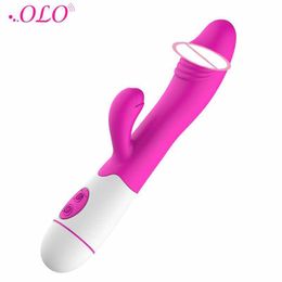 Seksspeeltje Stimulator Olo USB Opladen Dubbele vibratie Konijnendildo Vibrator g-spot Vaginale clitorisstimulator Speelgoed voor vrouwen