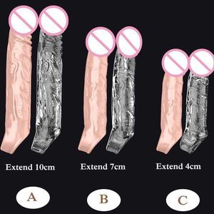 Juguete sexual masajeador pene extender manga consolador realista 4/7/10cm retraso eyaculación ampliación masculina para hombres