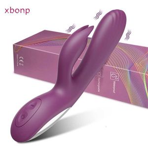 Seksspeeltje Massager Krachtige g-spot Rabbit Vibrator Vrouwelijke Clitoris Tepel Dual Stimulator 2 in 1 Dildo Speelgoed Winkel Volwassen goederen voor vrouwen