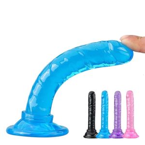 Juguete sexual masajeador consolador realista juguetes anales para parejas cristal gelatina ventosa pene empuje Phalos mujeres caliente