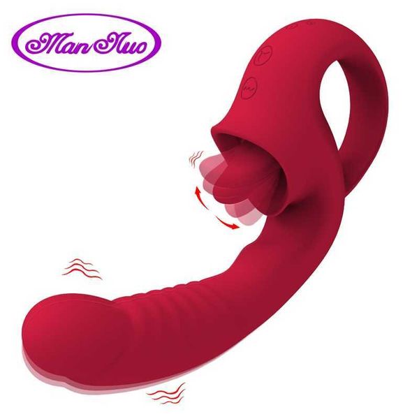 Sex Toy Masseur Gode Réaliste Vibrateurs de Santé Vaginale 10 Vibrants avec Clitoris Léchage de Langue Stimulateur de Point G Érotique Adulte pour Femmes