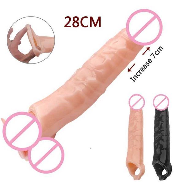 Sex Toy Massager Réutilisable Penis Sleeve Big Cock Extension Agrandisseurs Jouets pour Hommes Agrandissement Délai