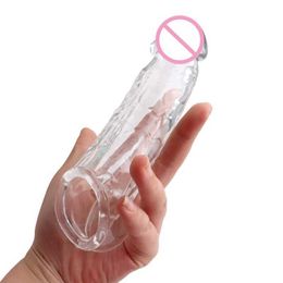 Sex Toy Masseur Réutilisable Penis Sleeve Extender Cock Rings Retarder L'éjaculation Silicone Glans Couverture Élargissement pour Hommes