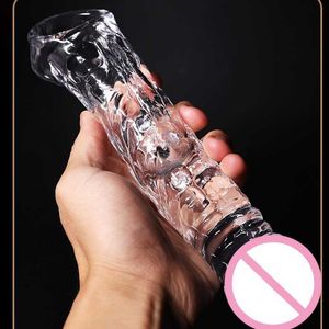 Seksspeeltje stimulator Herbruikbare Penis Sleeve Extender Speelgoed voor Mannen Vergroter Verleng Pik Transparant/Vlees