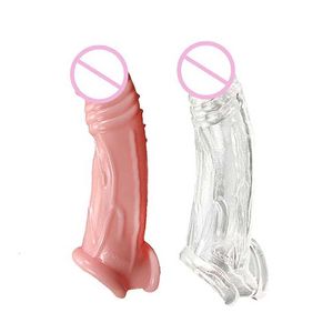 Masajeador de juguete sexual, manga de pene reutilizable, juguete de extensión de silicona realista para hombres, funda para agrandar el pene, retraso, nuevo