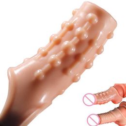 Seksspeeltje stimulator Siliconen Penisvergroting Mouw Cockring Lock Spermaproducten Vertraging Ejaculatie Speelgoed Voor Mannen Erotische Goederen