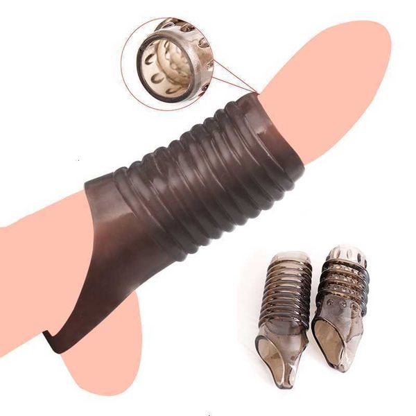Juguete sexual masajeador de silicona para pene, funda con anillo para retrasar la eyaculación, erección erótica para pene con punta punteada