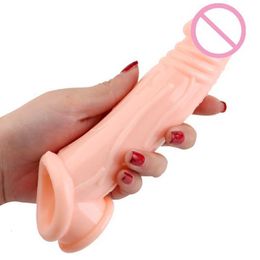 Juguete sexual, funda masajeadora para pene, cristal altamente elástico, extensor reutilizable, retraso de eyaculación, agrandamiento, productos íntimos