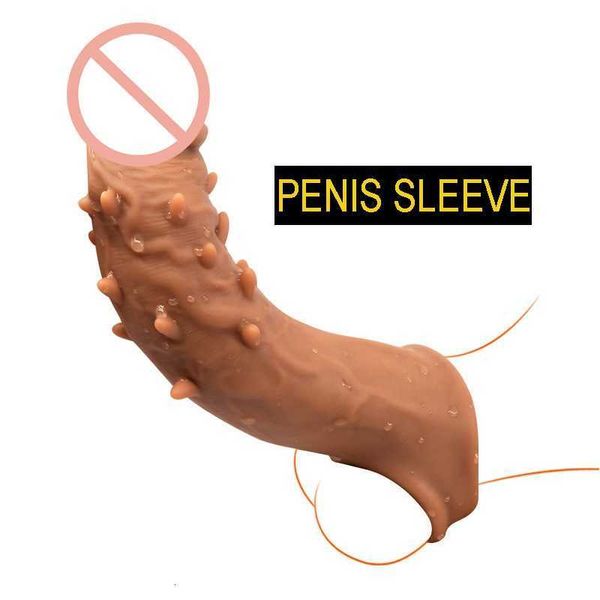 Juguete sexual masajeador pene suave reutilizable cubierta de manga grande consolador agrandamiento anillo de pene masculino juguetes para adultos para hombres Sexshop