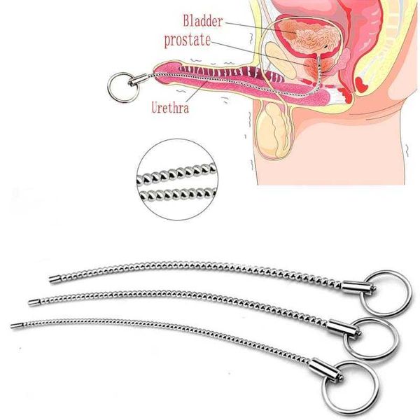 Juguete sexual masajeador de acero inoxidable, tapón uretral, juguetes para hombres, catéter de masturbación, dilatador con sonido, Dispositivo de Castidad masculina para pene