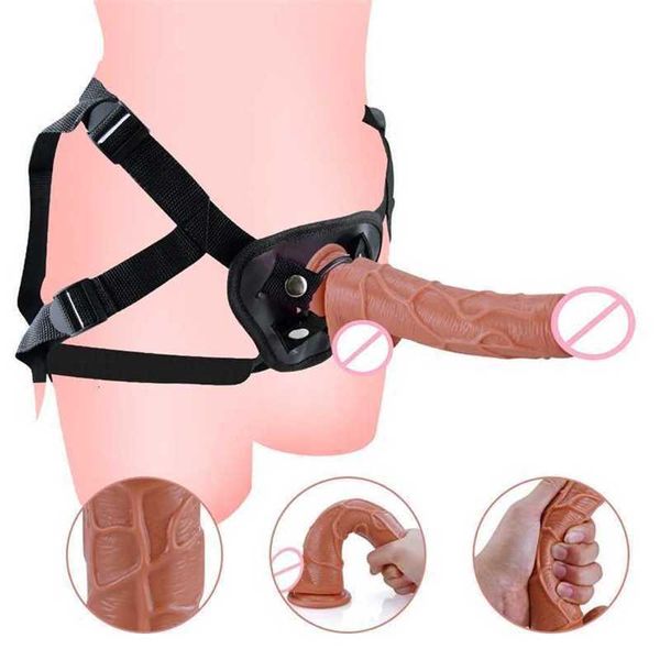 Jouet sexuel masseur à sangle réaliste pour pénis, avec ceinture à ventouse, culotte pour Couples lesbiens, harnais, accessoire pour femme