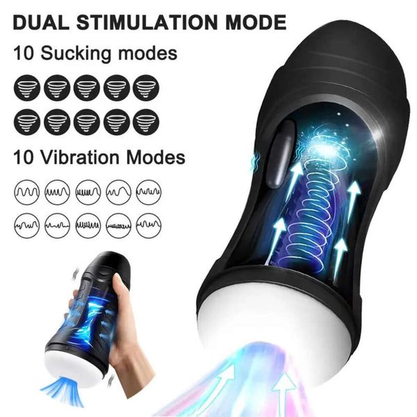 Juguete sexual masajeador con ventosa para hombres, mamada, consolador grande telescópico automático, Chocho Real Vajina para hombres, mujeres, vibrador