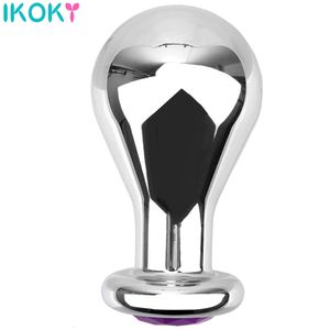 Juguete sexual Masajeador Tamaño súper grande Enorme Aleación de aluminio Joya Cristal Cuentas anales Butt Plug Bola Insertar juguete Hombres y mujeres Productos para adultos