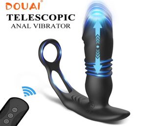 Sex Toy Massager Telescopische dildo anale vibrator mannelijke prostaat massager vertraging ejaculatie penis ring buttplug speelgoed voor mannen gay mas6128347