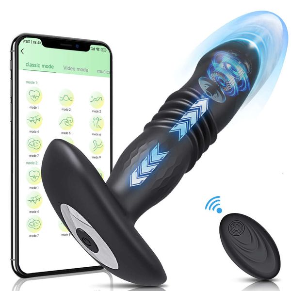 Juguete sexual masajeador telescópico vibrador Butt Plug aplicación Anal vibrador inalámbrico juguetes remotos para mujeres culo consolador masajeador de próstata Buttplug