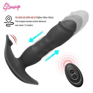 Juguete sexual masajeador telescópico Vibratoranal Plug para hombres consolador de silicona para trasero masturbador masculino de próstata suministros para adultos