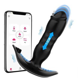 Seksspeeltje stimulator App Bluetooth-bediening Telescopische anale buttplug-vibrator voor mannen Prostaat Vagina-dildo Vrouwenspeelgoed Homo's