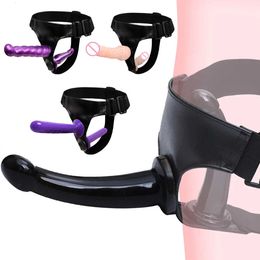 Seksspeeltje stimulator Speelgoedstimulator Dubbele Penis Dual Ended Strapon Ultra Elastisch Harnas Riem Strap-on Dildo Volwassen speelgoed voor vrouw koppels Anale Zacht