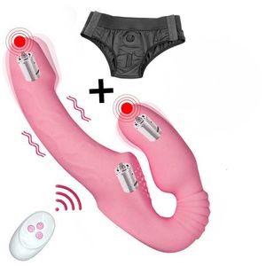 Seksspeeltje stimulator Realistische dildo vibrator strapless strapon vrouwelijk dubbel vibrerend speelgoed voor lesbische koppels erotische winkel