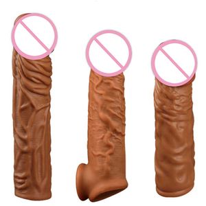 Seksspeeltje Stimulator Speelgoed voor Mannen Mannelijke Realistische Penis Sleeve Cockring Vertraging Ejaculatie Herbruikbare Uitbreiding Dildo Extender