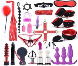 Sex Toy Massager Toys Women G Spot Dildo Vibratorn Cat Ear Mask 40 cm Tail Butt Anal Plug Penis Cover Slave Games Handboeien voor Sex1276383