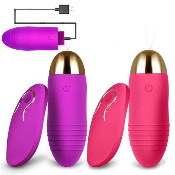 Juguete sexual Masajeador Carga USB Control remoto inalámbrico Huevo vibrante Estimulador de clítoris Bola de masaje vaginal Vibradores de punto G Juguetes para mujer