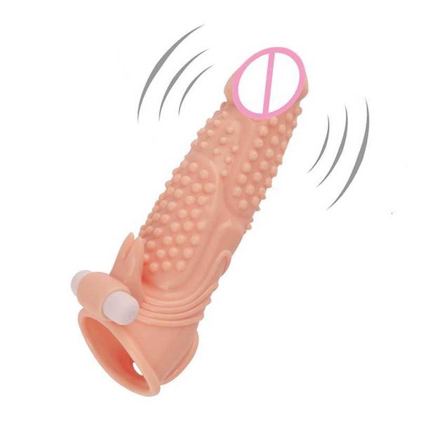 Sex Toy Massager Vibrant Penis Extender Sleeve Réutilisable Male Cock Agrandissement Vibrator Spike Cover Produits pour adultes
