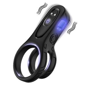 Seksspeeltje stimulator Vibrerende Penisring Paar Vibrator Clitoris Stimulator Vaginale Massager Orgasme Sperma Lock Mannelijke Cockring Speelgoed Voor Mannen