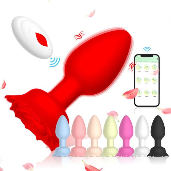 Jouet sexuel masseur à vibrations en Silicone Rose, Plug Anal, application de Massage, télécommande, jouets pour femmes et hommes, produits de jeux pour adultes