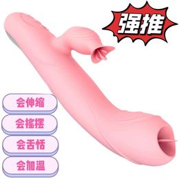 Jouet sexuel masseur chauffant AV stick fée entièrement automatique télescopique vibrant femme langue léchage masturbateur adulte
