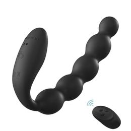 Brinquedo sexual massageador sem fio rc silicone contas anais plug vibrador 10 modos massagem de próstata brinquedos para homens mulheres casais jogos