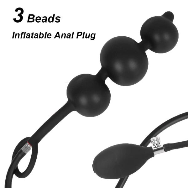 Juguete sexual masajeador con anillo para pene tapón Anal inflable para hombres 18 masajeador de próstata cuentas anales mujeres juguetes expansores vaginales masculinos